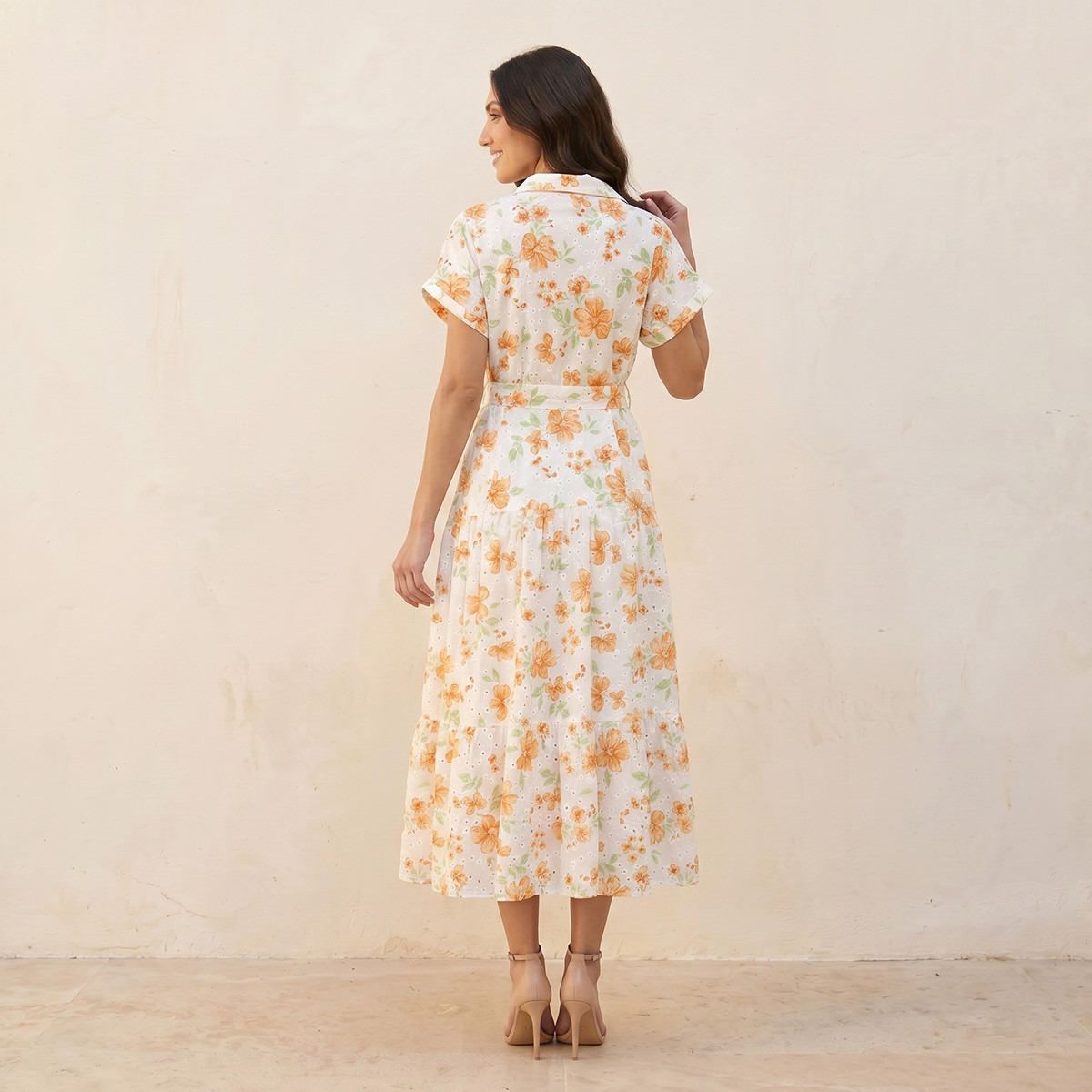 فستان قميص قطن بتطريز شيفلي وطبعات زهرية من سبلاش يوث-women-clothing-dresses-image-4