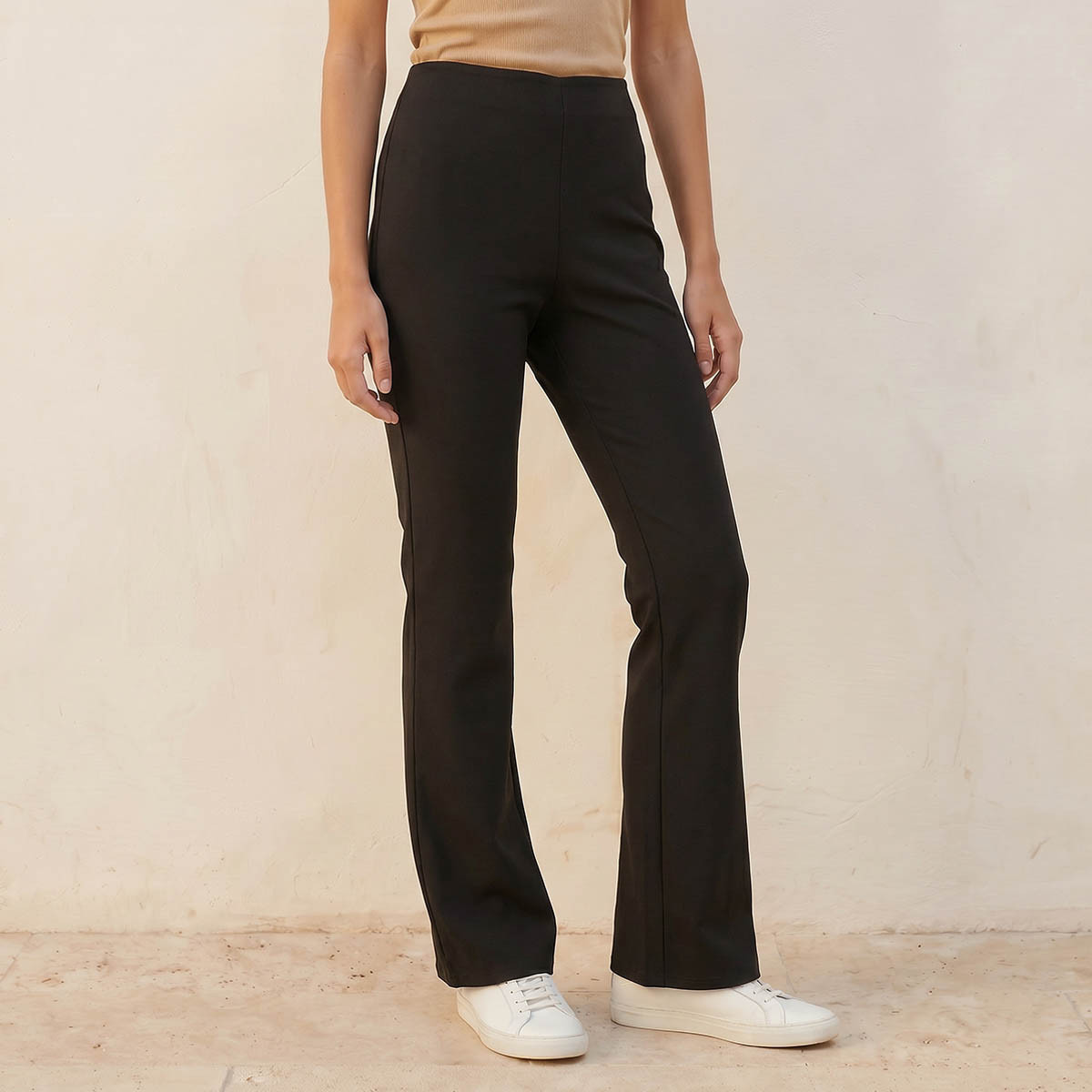 Splash Youth Mid-Rise Leggings Flared Hem-women-clothing-leggings-image-1