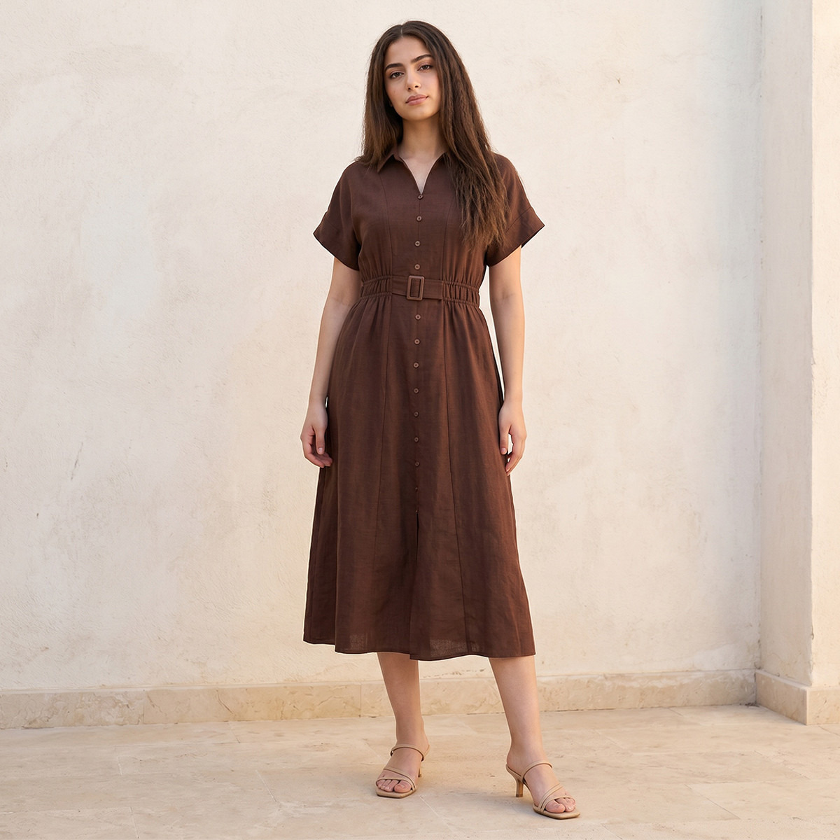 فستان قميص بحزام من سبلاش يوث-women-clothing-dresses-image-1