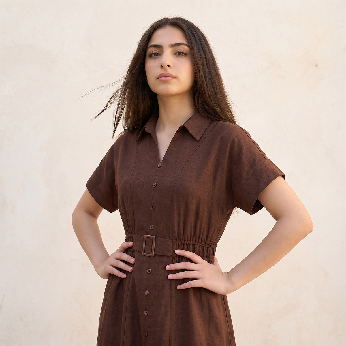 فستان قميص بحزام من سبلاش يوث-women-clothing-dresses-image-5