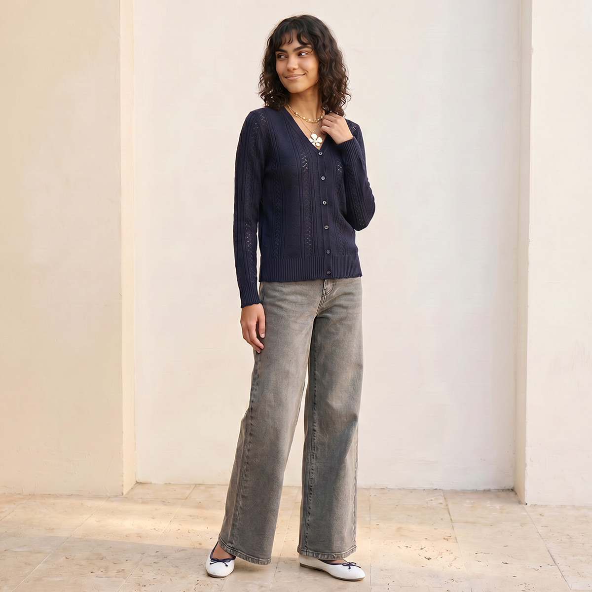 كارديجان بارز الملمس بياقة V من سبلاش يوث-women-winterwear-cardigansandjumpers-cardigans-image-5