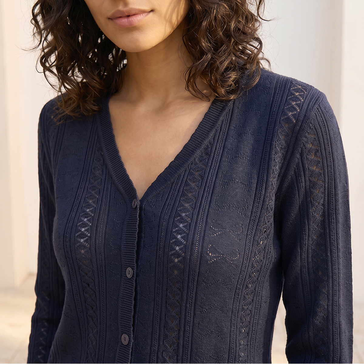 كارديجان بارز الملمس بياقة V من سبلاش يوث-women-winterwear-cardigansandjumpers-cardigans-image-8