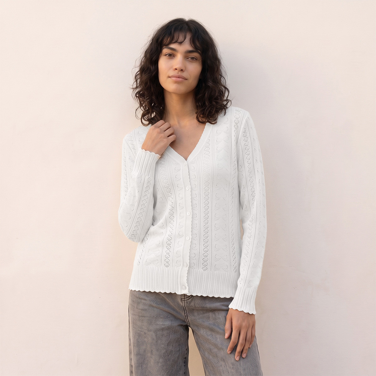 كارديجان بارز الملمس بياقة V من سبلاش يوث-women-winterwear-cardigansandjumpers-cardigans-image-1