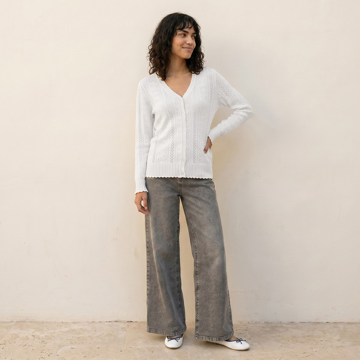 كارديجان بارز الملمس بياقة V من سبلاش يوث-women-winterwear-cardigansandjumpers-cardigans-image-3