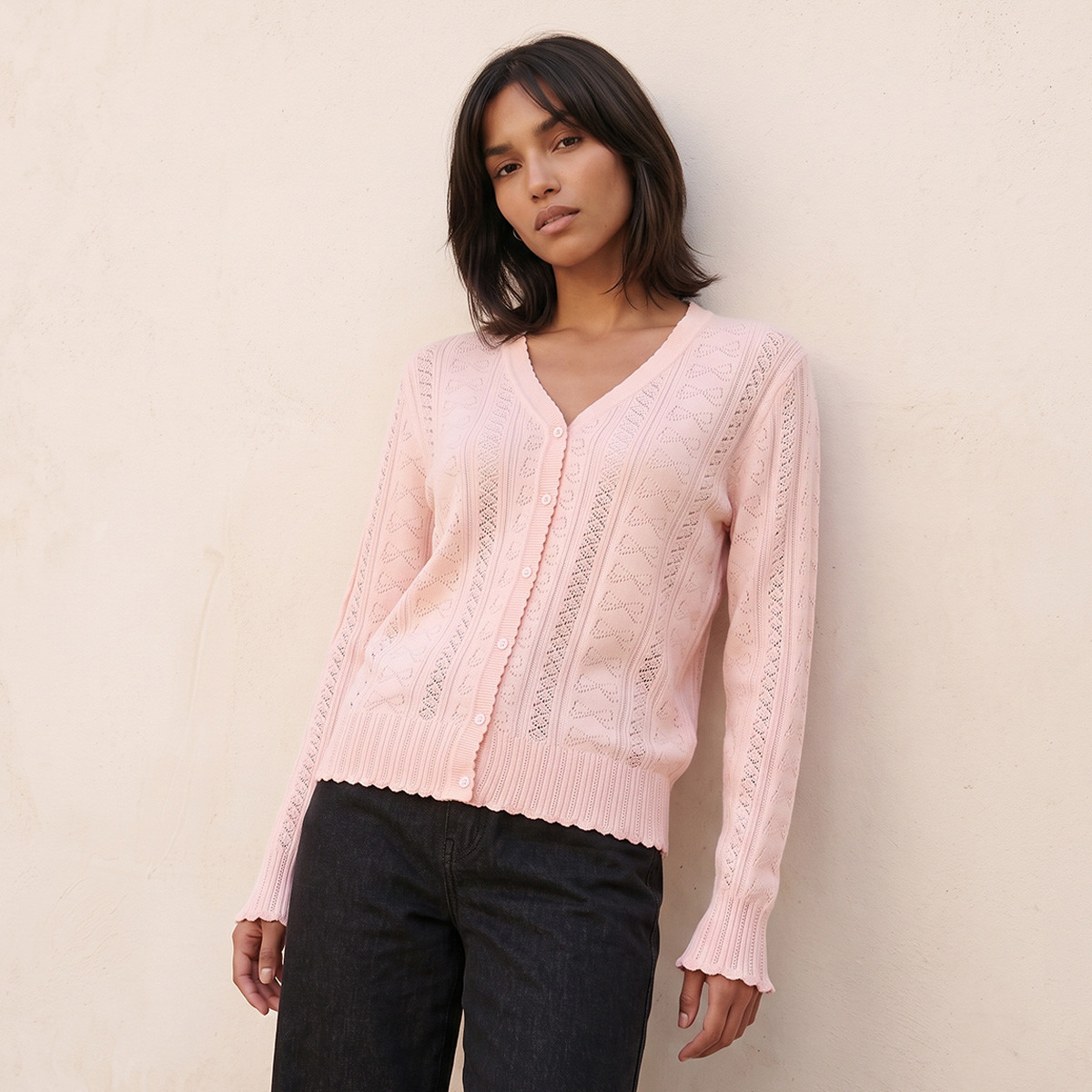 كارديجان بارز الملمس بياقة V من سبلاش يوث-women-winterwear-cardigansandjumpers-cardigans-image-1