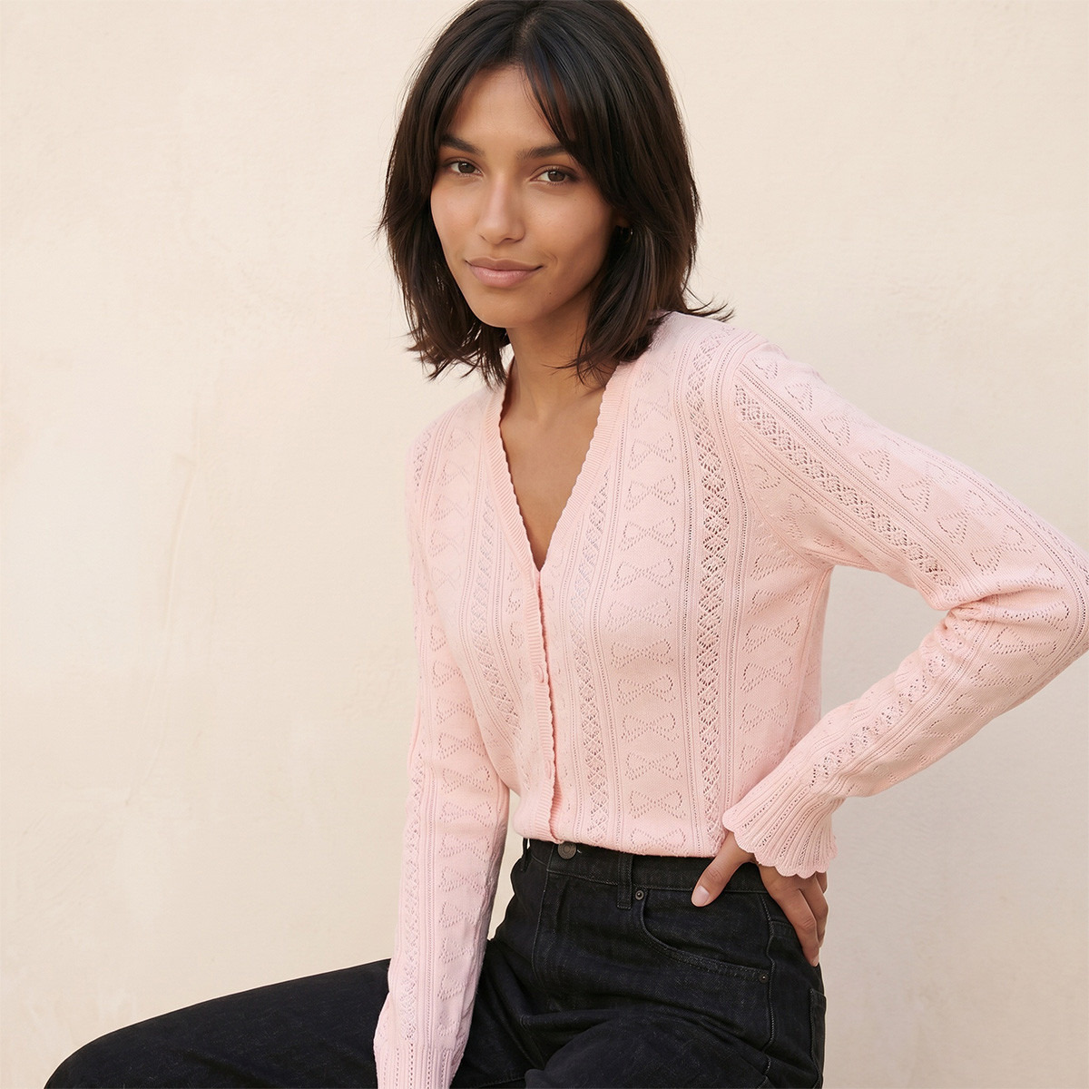 كارديجان بارز الملمس بياقة V من سبلاش يوث-women-winterwear-cardigansandjumpers-cardigans-image-6