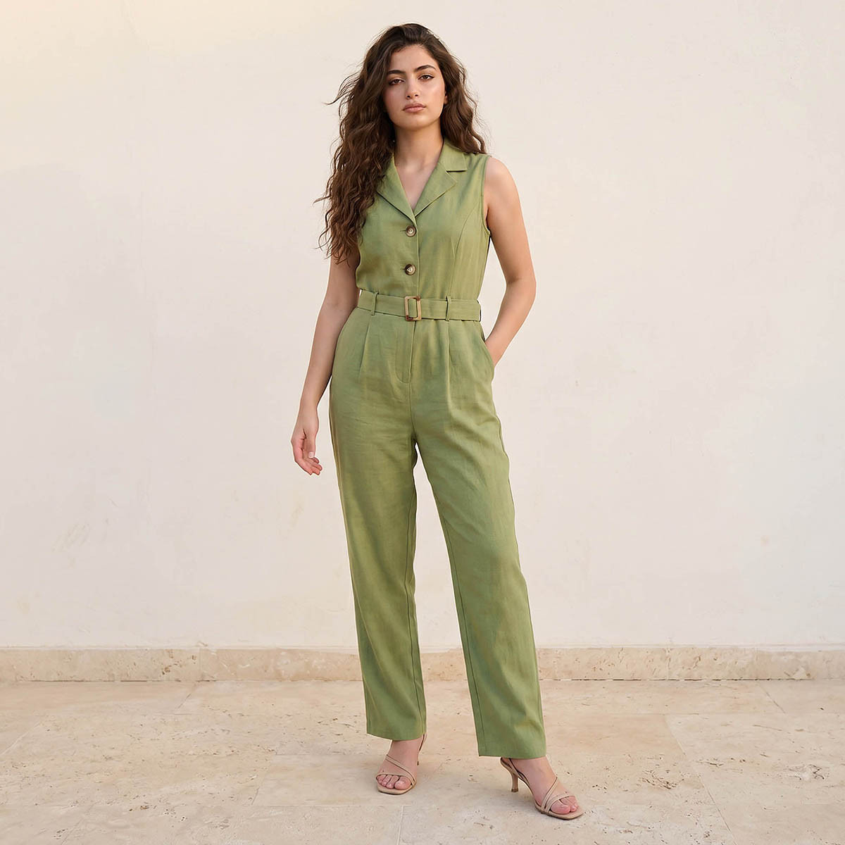 جمبسوت بياقة مطوية نوتش لابيل للشباب-women-clothing-jumpsuits-image-1