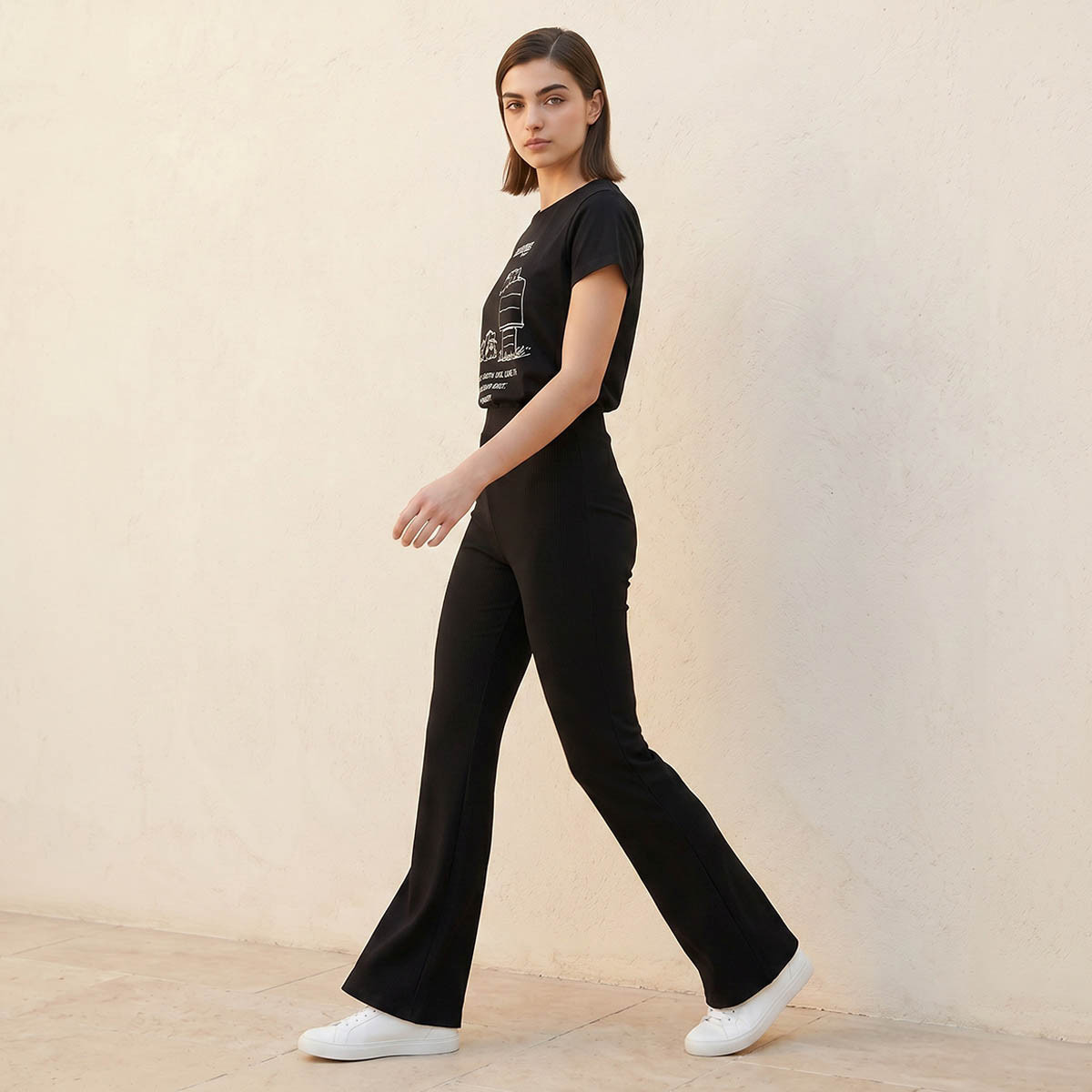 Splash Youth Mid-Rise Leggings with Flared Hem-women-clothing-leggings-image-5