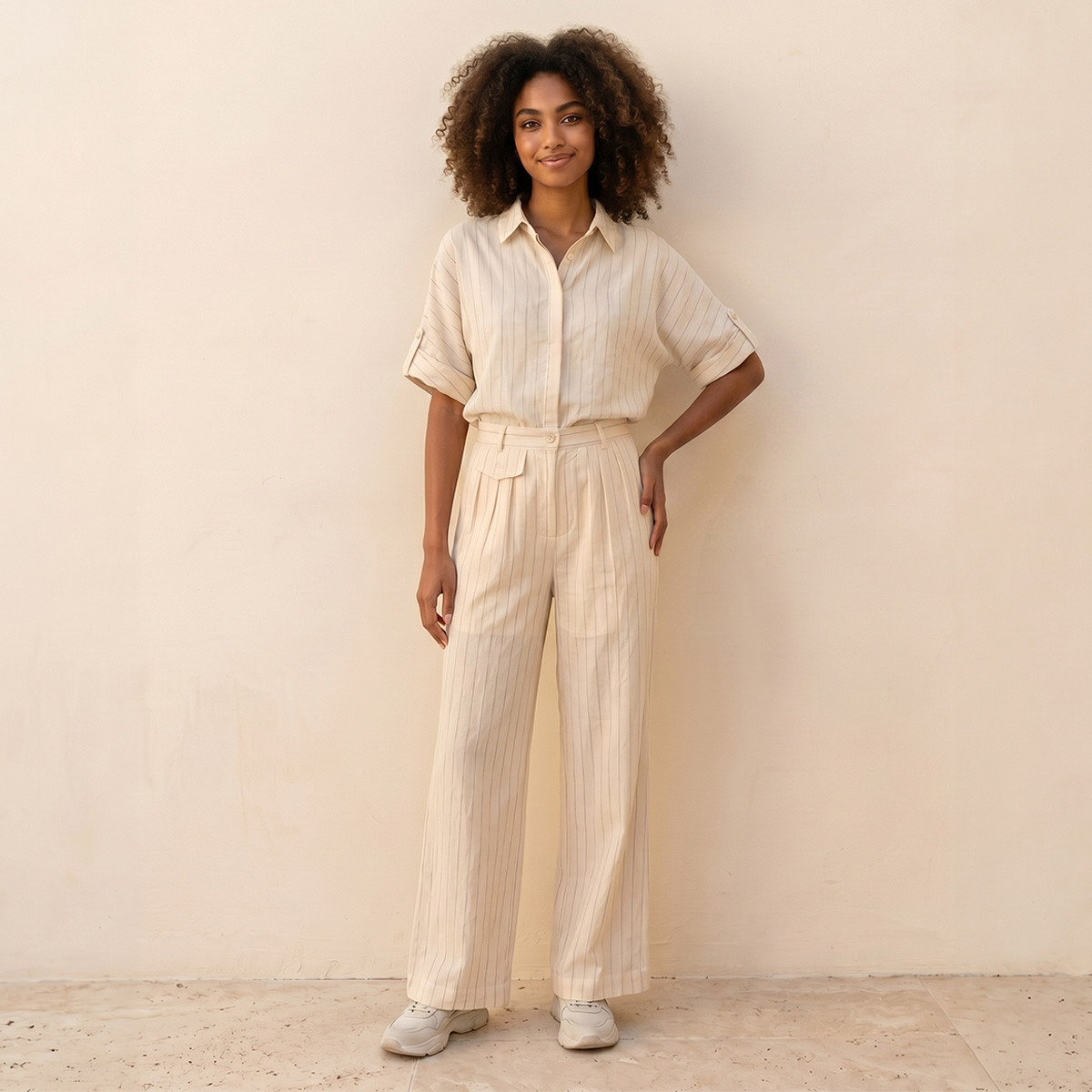 Splash Youth Relaxed Fit Button Closure Striped Trousers-women-clothing-trousers-image-3
