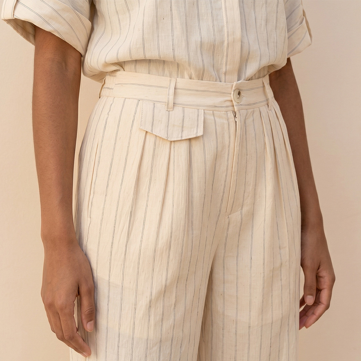 Splash Youth Relaxed Fit Button Closure Striped Trousers-women-clothing-trousers-image-5