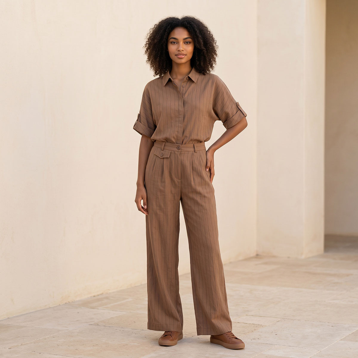 Splash Youth Relaxed Fit Button Closure Striped Trousers-women-clothing-trousers-image-3