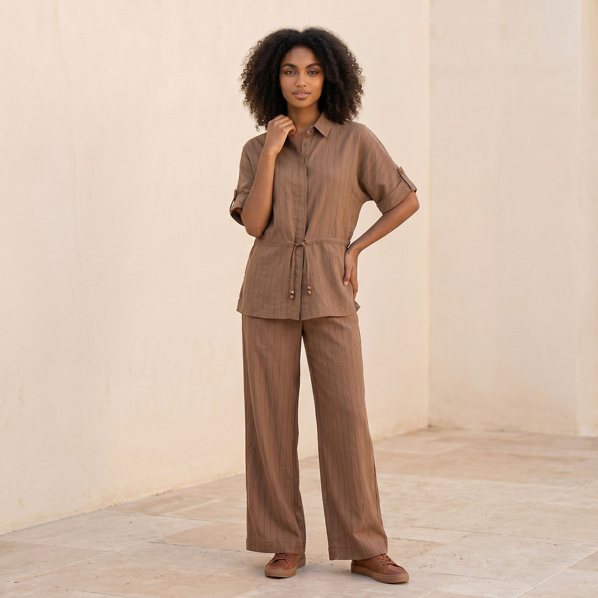 Splash Youth Relaxed Fit Button Closure Striped Trousers-women-clothing-trousers-image-5