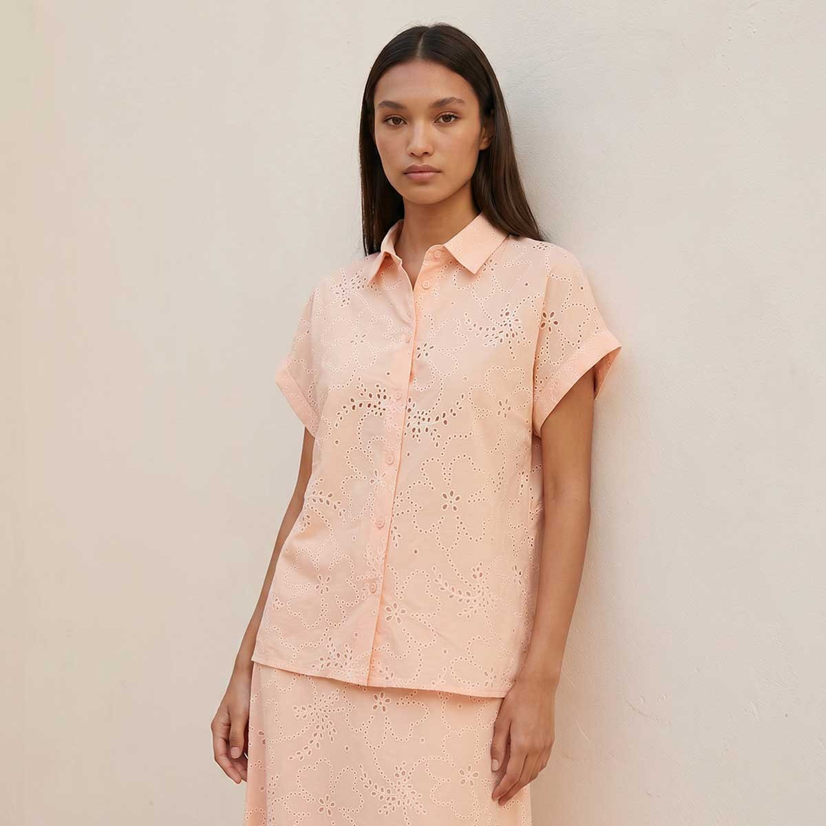 قميص قطن بتفاصيل شيفلي أنيقة من سبلاش يوث-women-clothing-shirtsandblouses-shirts-image-1