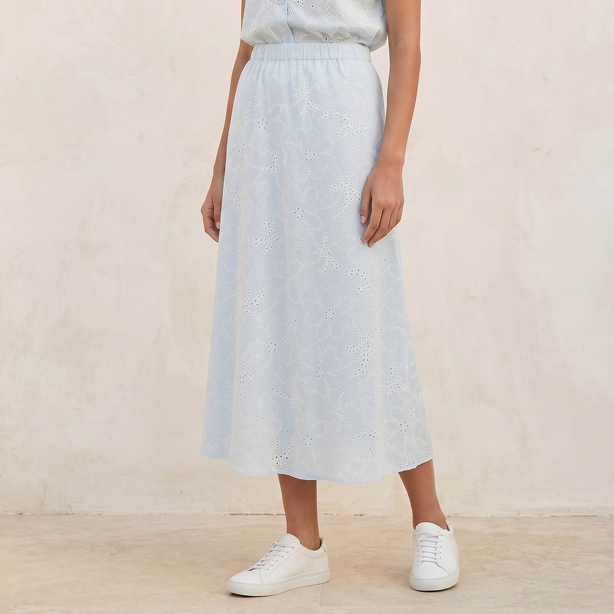 تنورة إيه لاين قطن ميدي بتطريز شيفلي من سبلاش يوث-women-clothing-skirts-image-1