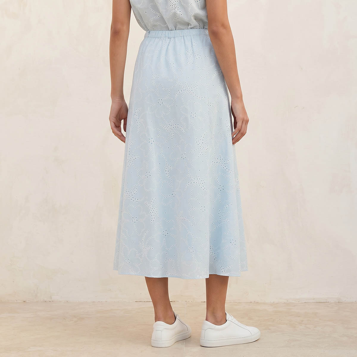 تنورة إيه لاين قطن ميدي بتطريز شيفلي من سبلاش يوث-women-clothing-skirts-image-4