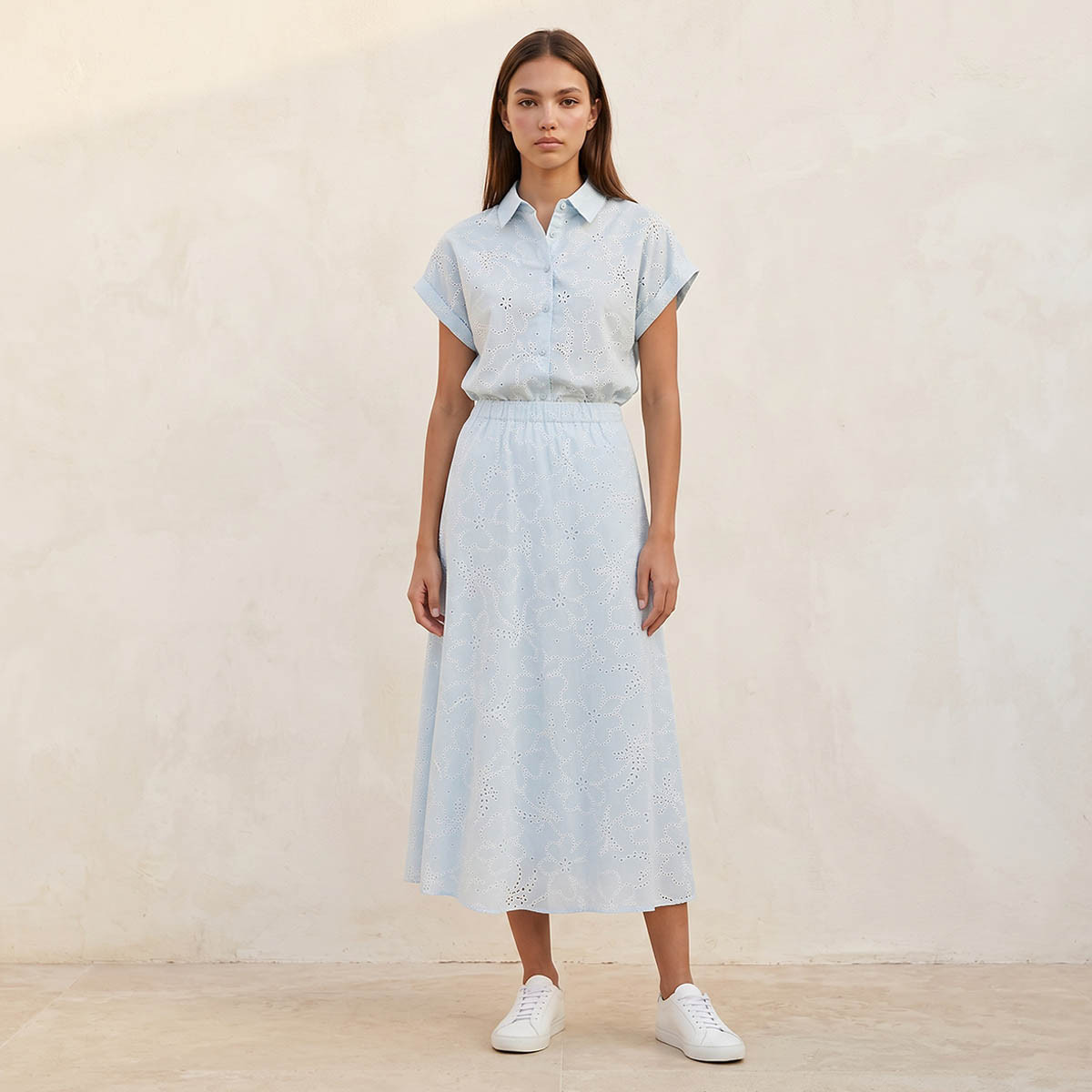 تنورة إيه لاين قطن ميدي بتطريز شيفلي من سبلاش يوث-women-clothing-skirts-image-5