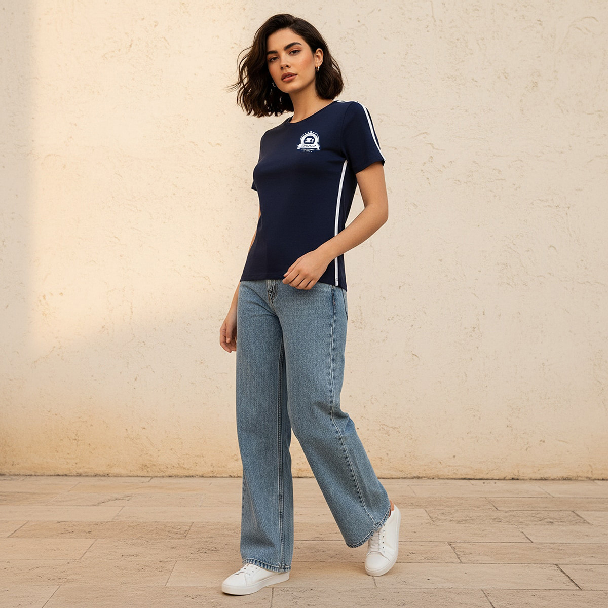 Starter T-shirt with Contrast Piping-women-clothing-tshirts-image-3