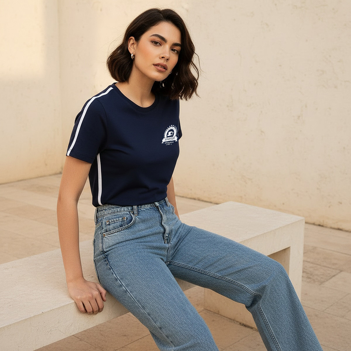Starter T-shirt with Contrast Piping-women-clothing-tshirts-image-5