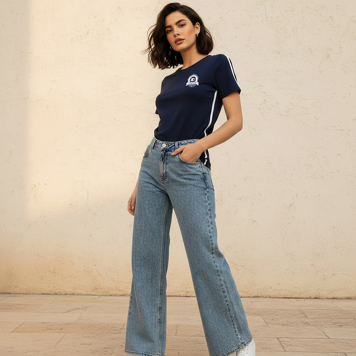 Starter T-shirt with Contrast Piping-women-clothing-tshirts-image-6