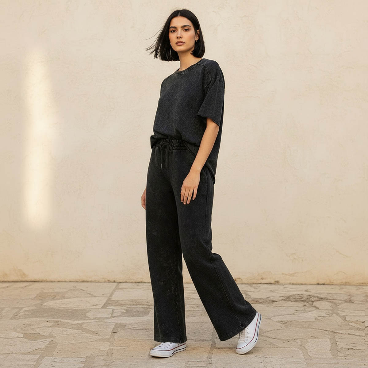 بنطلون رياضي بقصة عادية ورباط إغلاق-women-clothing-bottoms-joggers-image-3