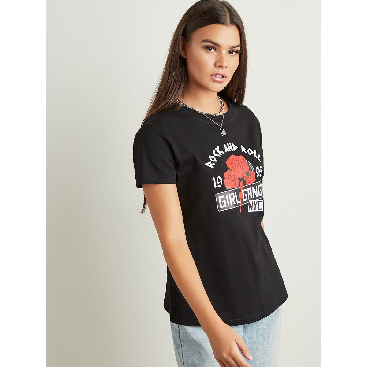 Styli Rock and Roll Printed Round Neck T-Shirt-women-clothing-tshirts-image-2