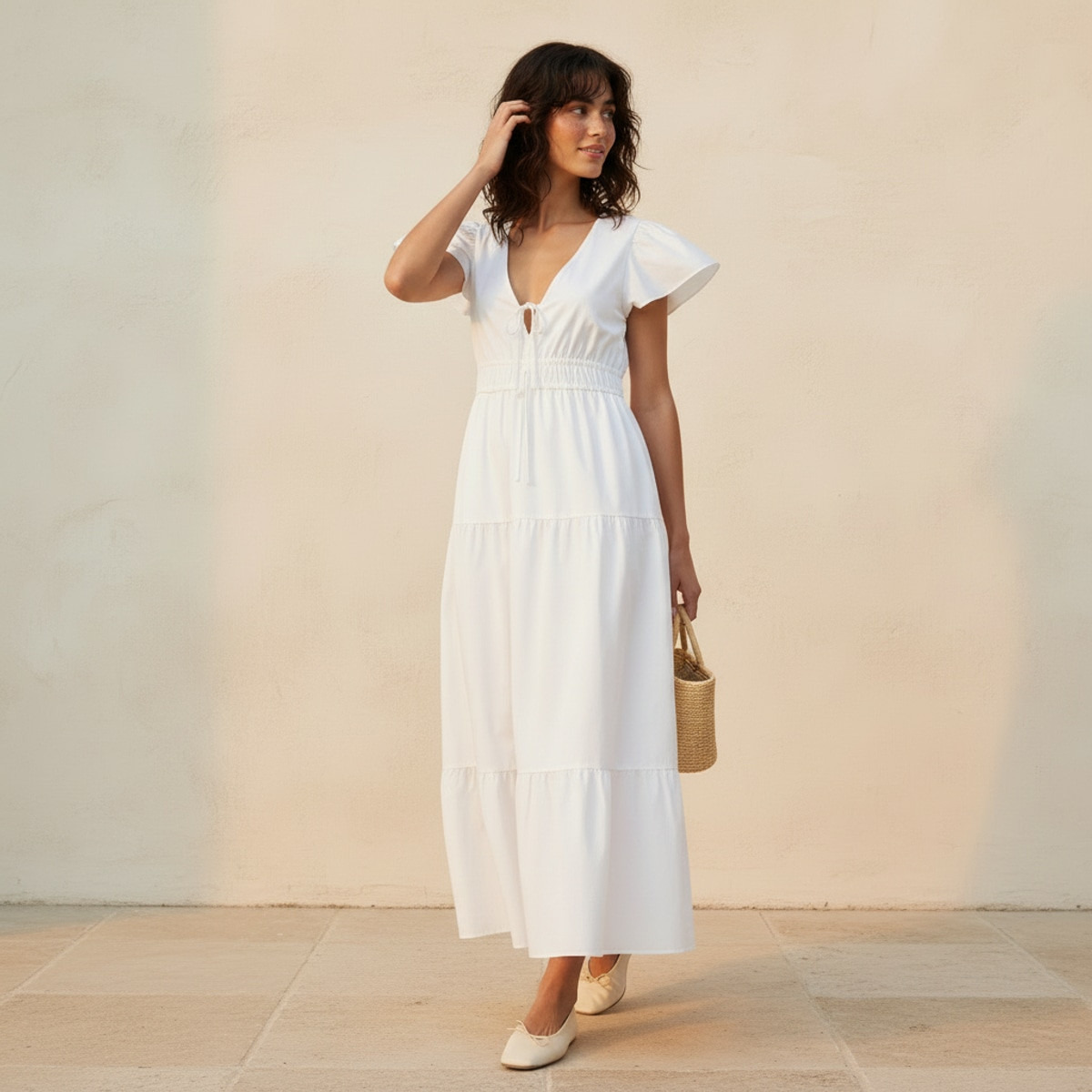 فستان ماكسي قطن متعدد الطبقات بأكمام واسعة-women-clothing-dresses-image-1