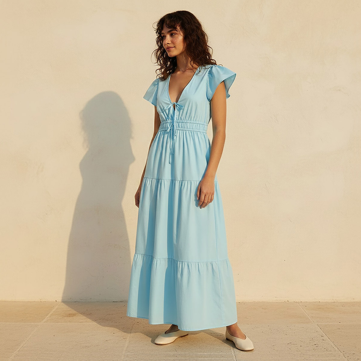 فستان ماكسي قطن متعدد الطبقات بأكمام واسعة-women-clothing-dresses-image-3