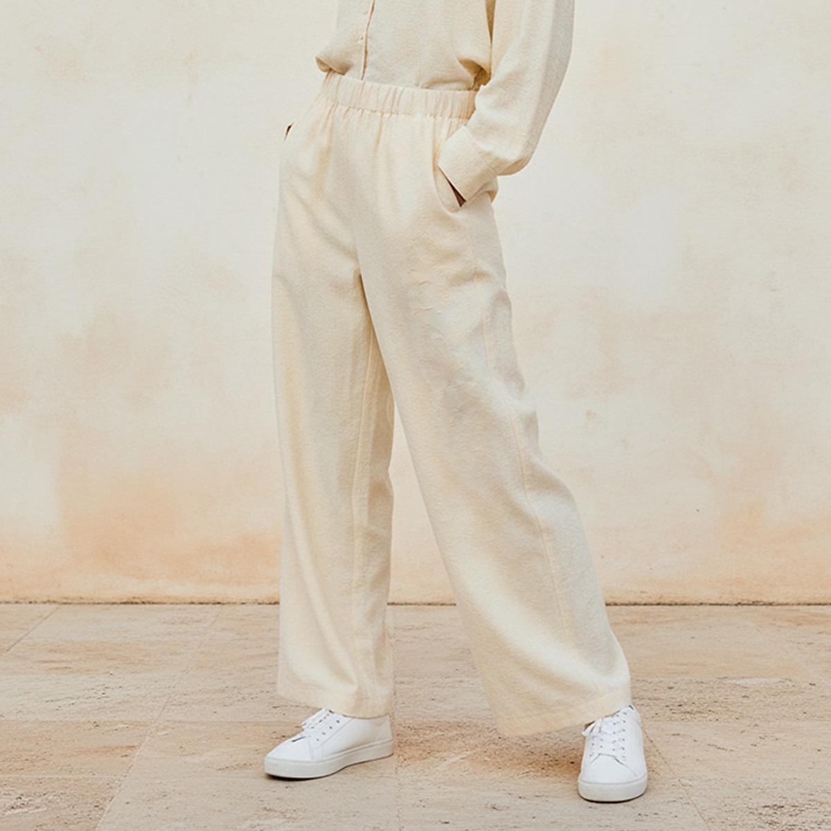 Wide Leg Mid-Rise Jacquard Textured Trousers-women-clothing-trousers-image-6