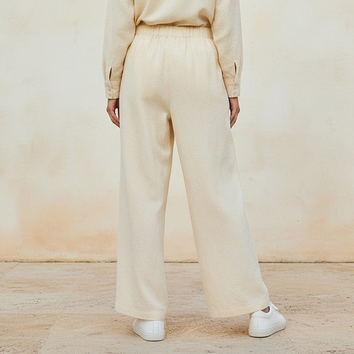 Wide Leg Mid-Rise Jacquard Textured Trousers-women-clothing-trousers-image-4