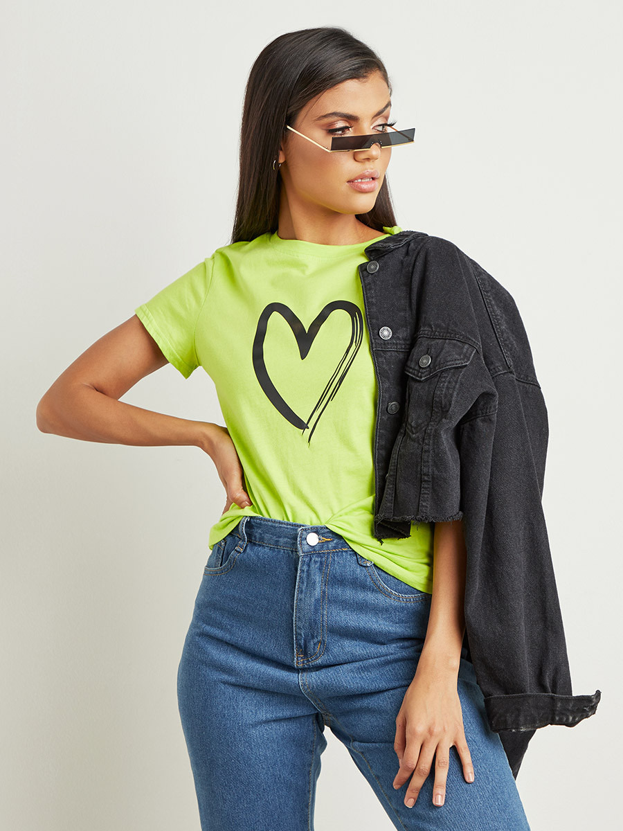 تيشيرت مطبوع بأكمام قصيرة من ستايلي-women-clothing-tshirts-image-1