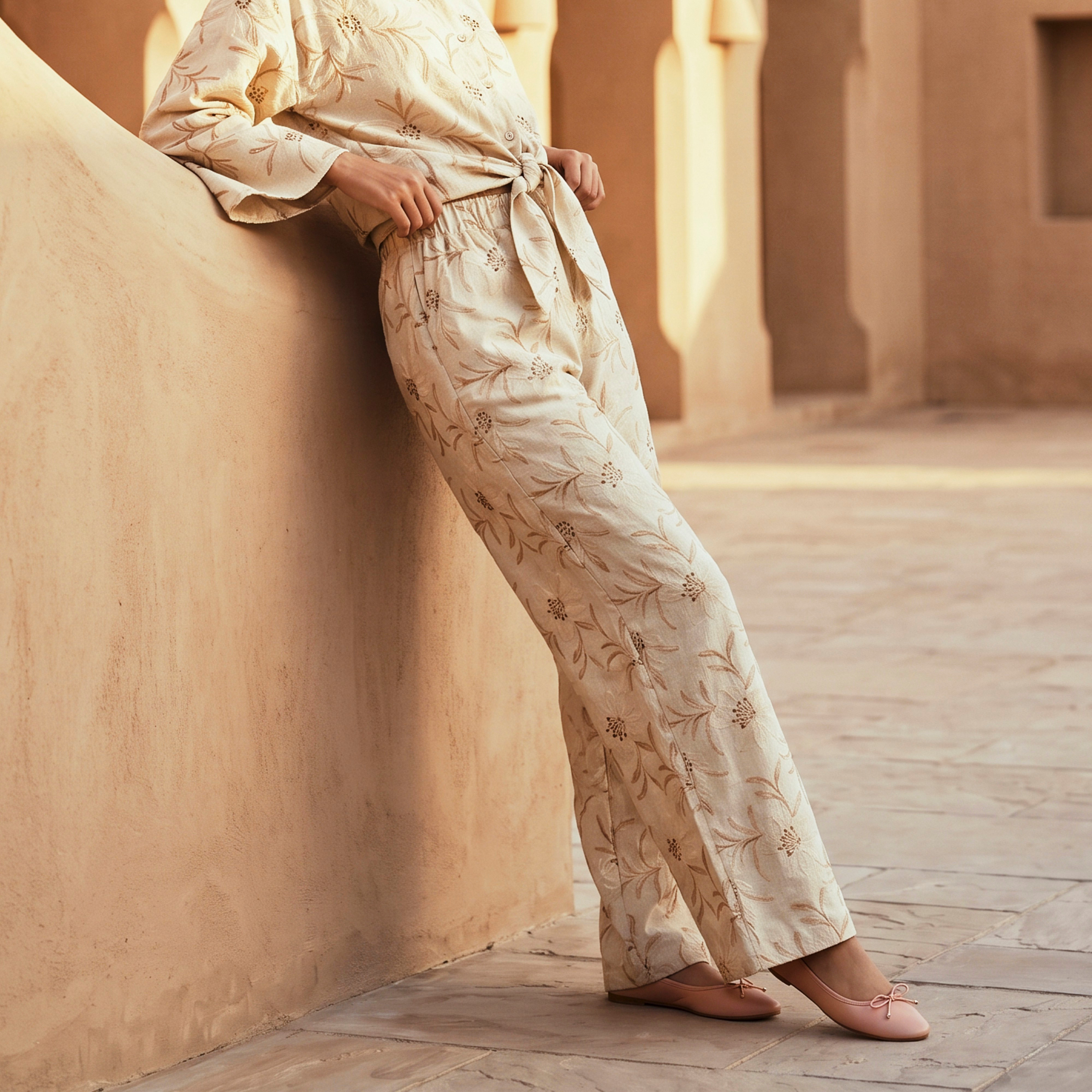 بنطلون جاكار مطرز بخصر متوسط الارتفاع من سبلاش يوث-women-clothing-trousers-image-5