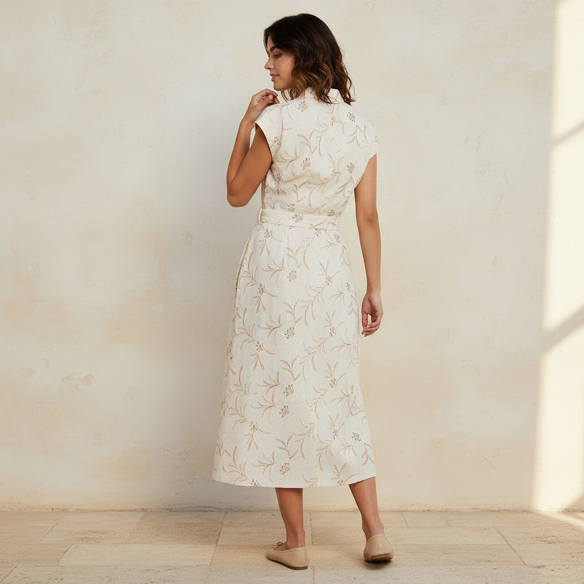 Midi Belted Shirt Dress with Embroidery-women-clothing-dresses-image-4