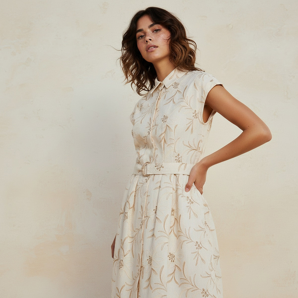 Midi Belted Shirt Dress with Embroidery-women-clothing-dresses-image-5