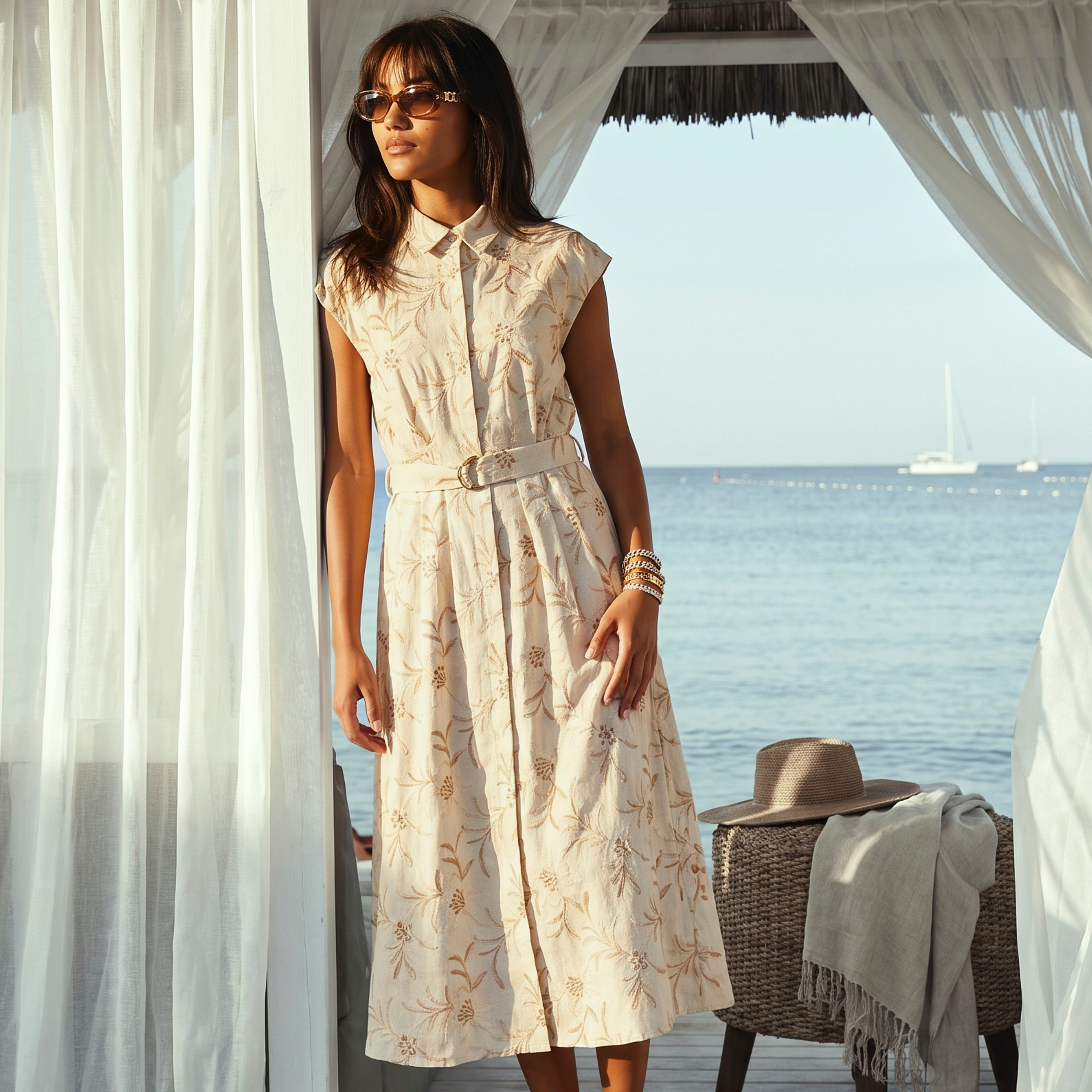 Midi Belted Shirt Dress with Embroidery-women-clothing-dresses-image-1
