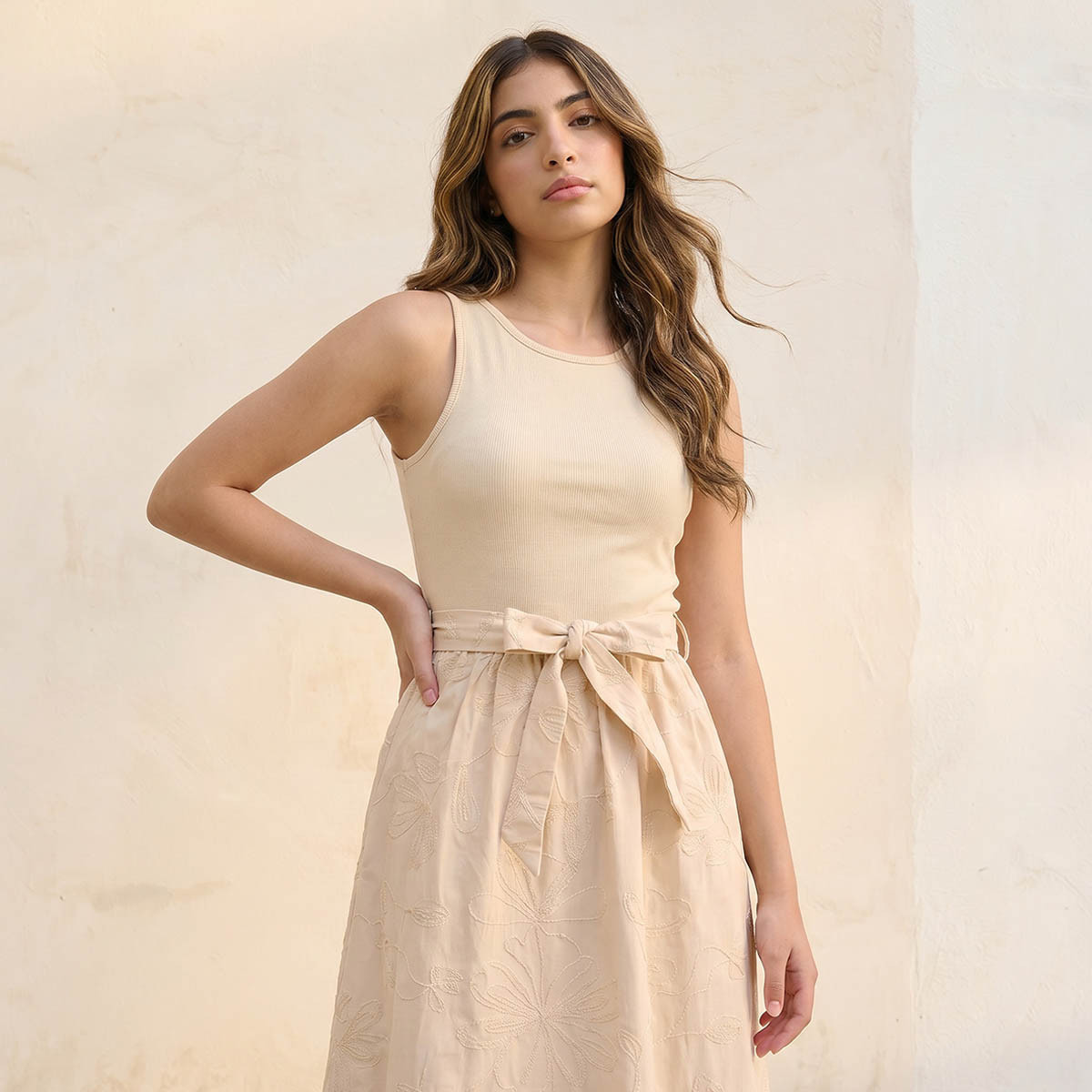 Splash Youth A-line Style Dress Floral Embroidery-women-clothing-dresses-image-1