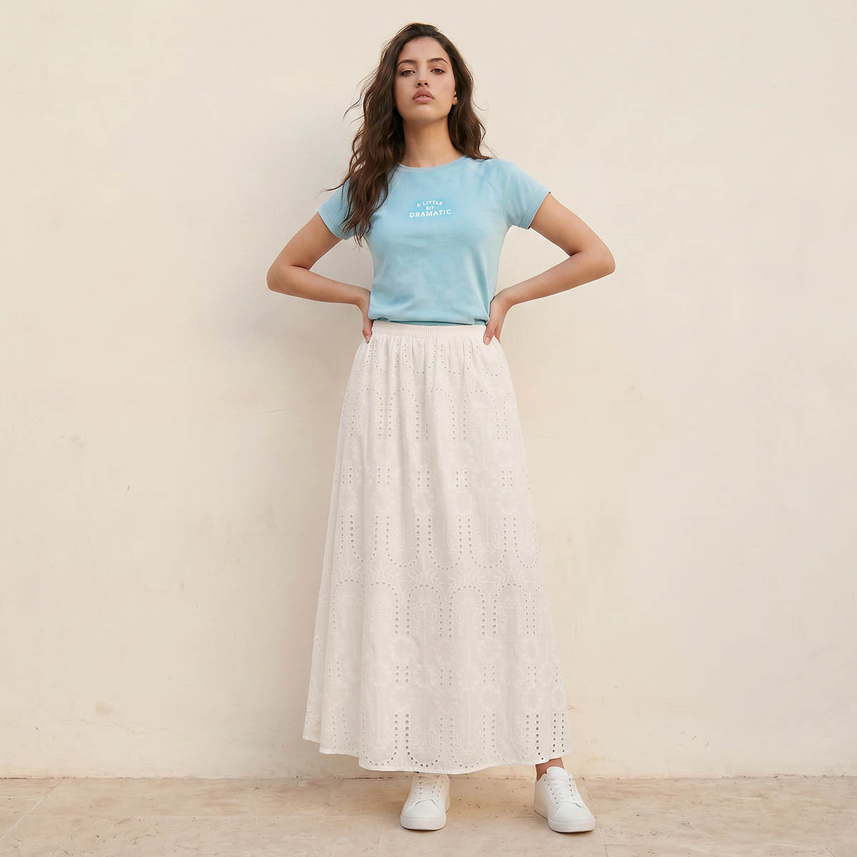 تنورة إيه لاين قطن ماكسي بتطريز شيفلي-women-clothing-bottoms-skirts-image-3