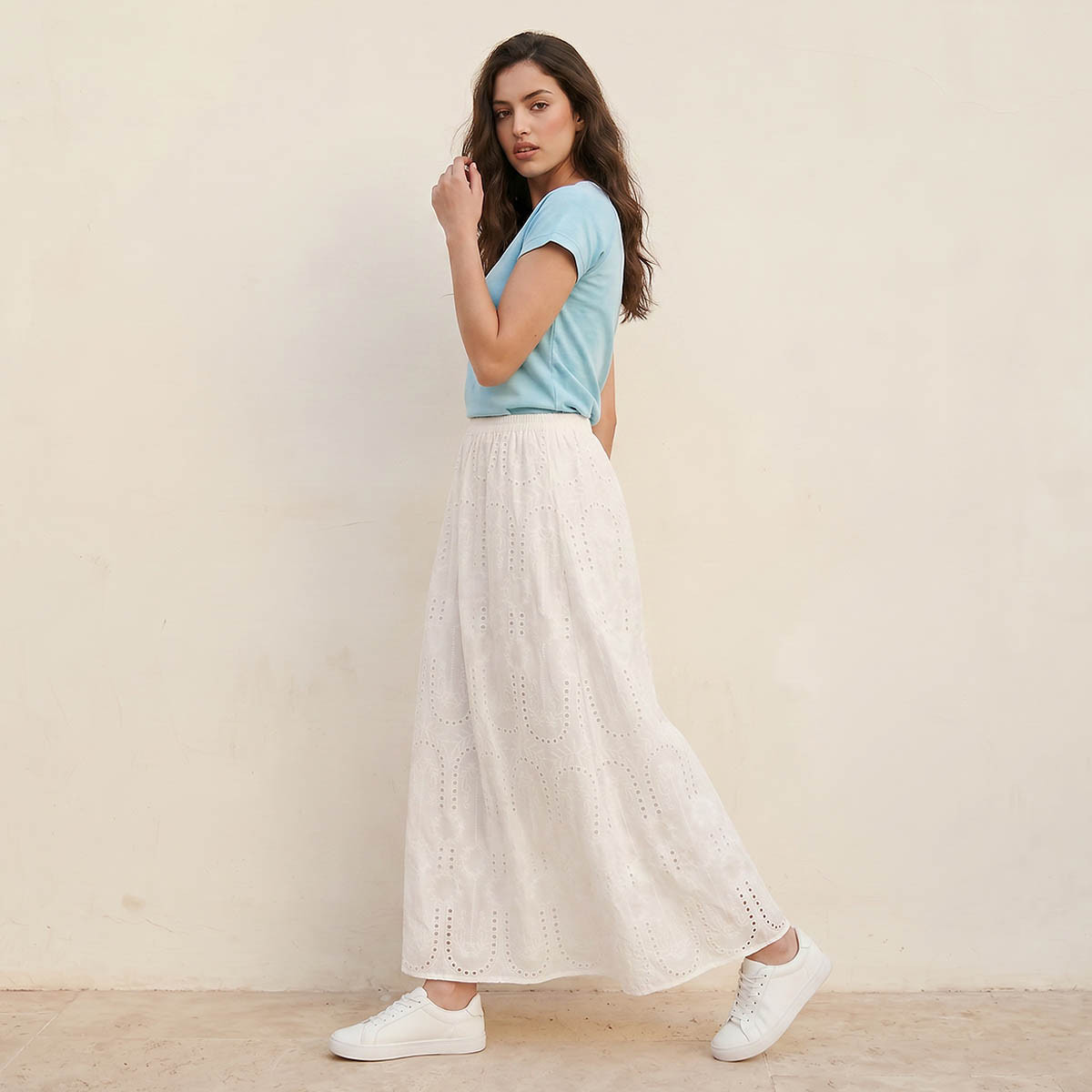 تنورة إيه لاين قطن ماكسي بتطريز شيفلي-women-clothing-bottoms-skirts-image-5