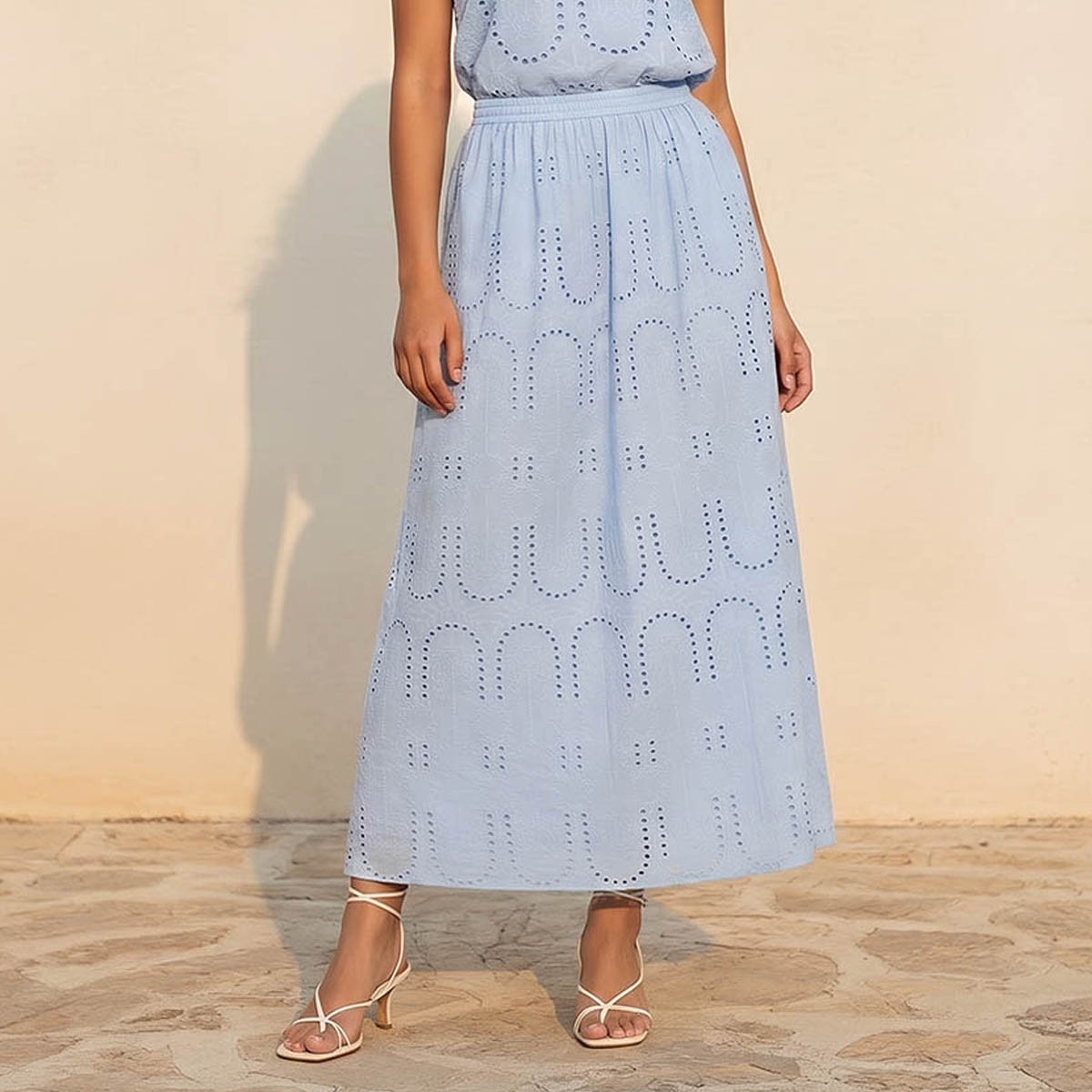 تنورة إيه لاين قطن ماكسي بتطريز شيفلي-women-clothing-bottoms-skirts-image-6