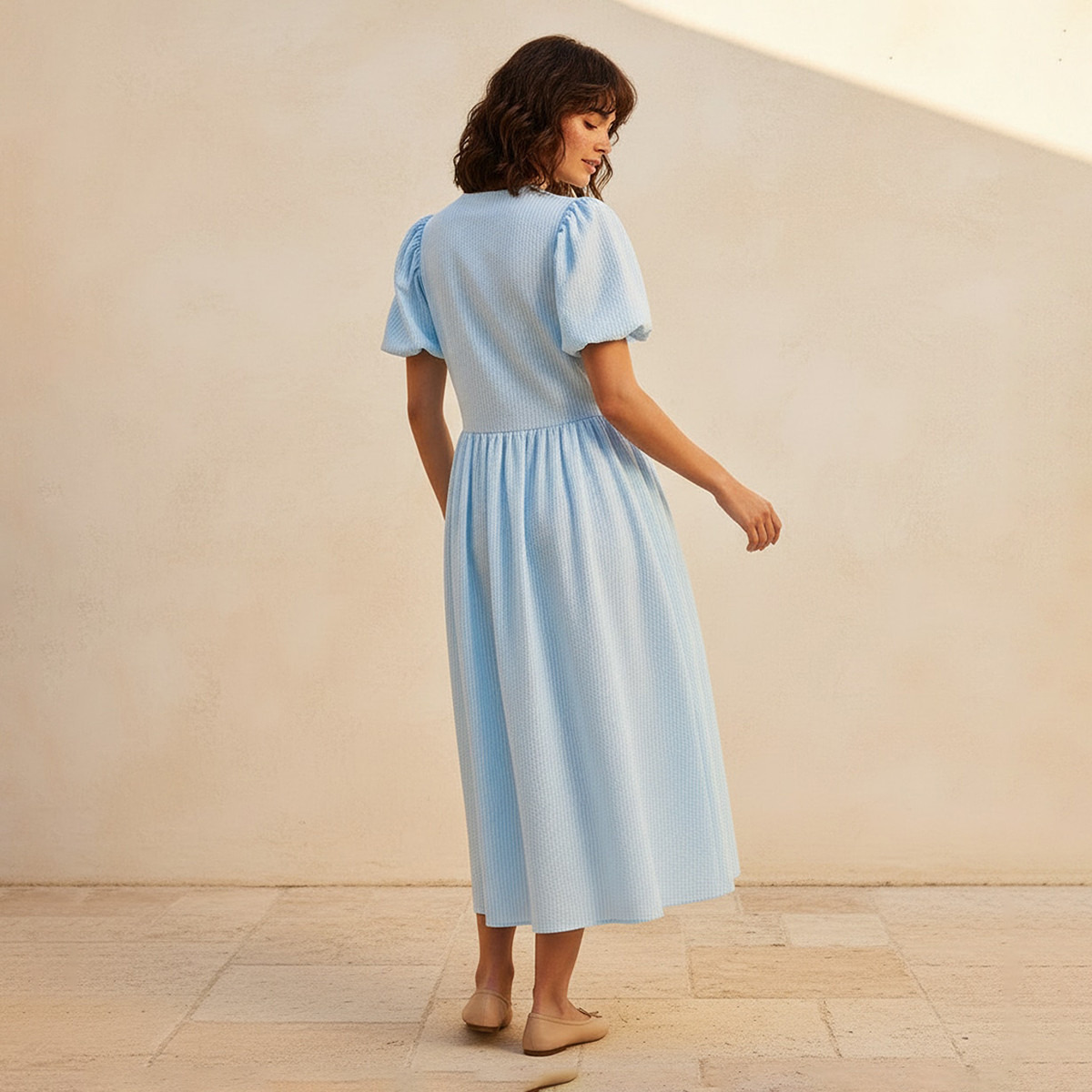 فستان إيه لاين مقلم بتزيينات فيونكة للنساء-women-clothing-dresses-image-4