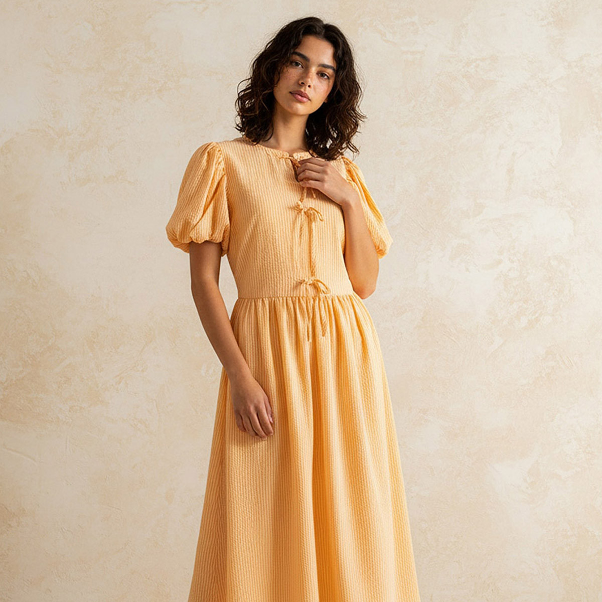 فستان إيه لاين مقلم بتزيينات فيونكة للنساء-women-clothing-dresses-image-10