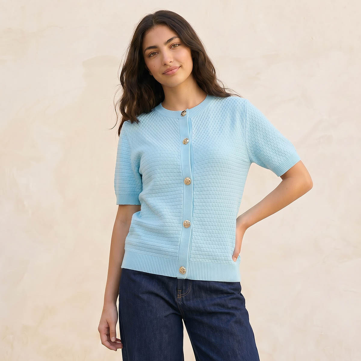 كارديجان محبوك بياقة ضيقة-women-winterwear-cardigansandjumpers-cardigans-image-1