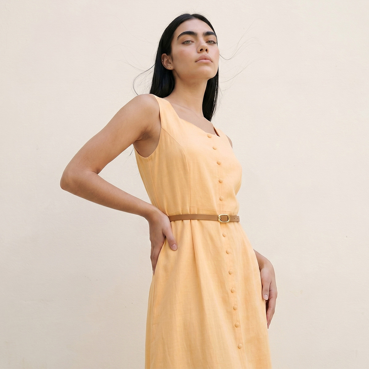 فستان ميدي إيه لاين بتفاصيل زر من سبلاش يوث-women-clothing-dresses-image-5