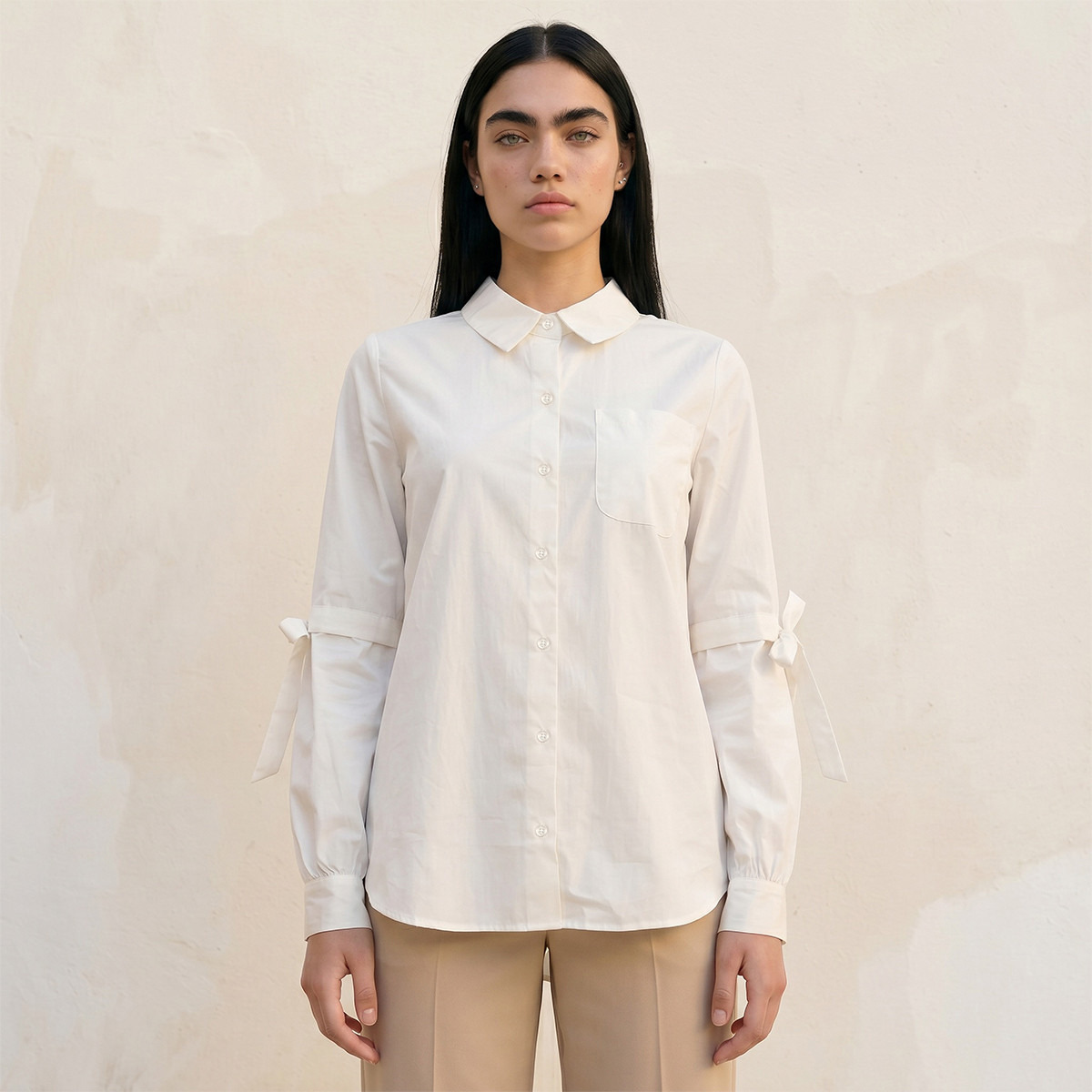 Splash Youth Poplin Shirt with Bow Detail-women-clothing-shirtsandblouses-shirts-image-6