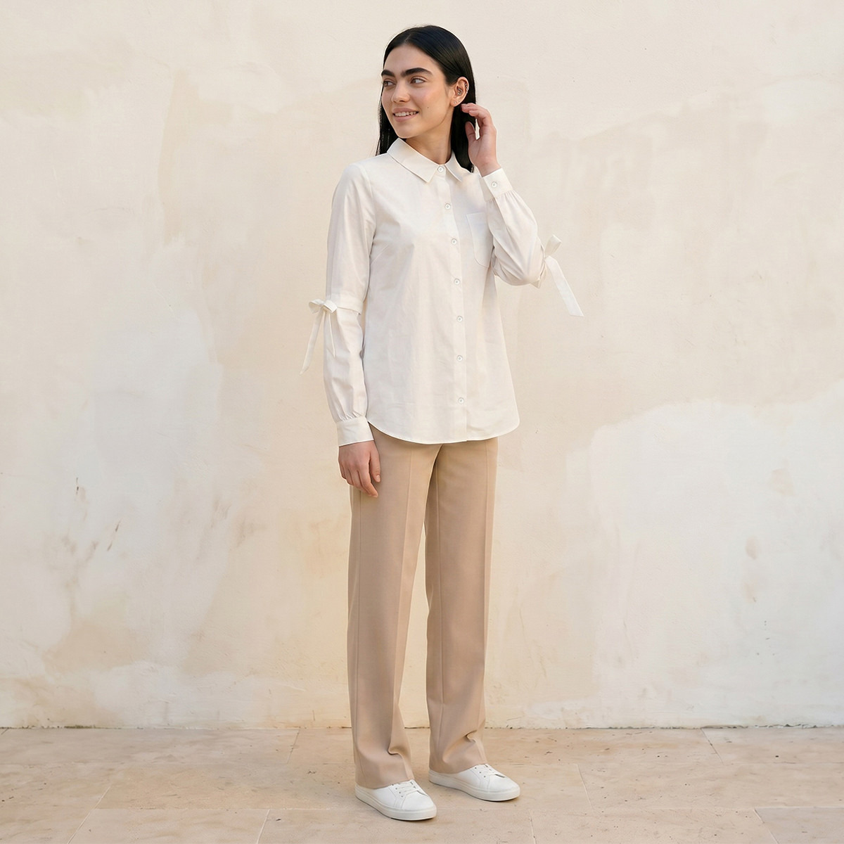 Splash Youth Poplin Shirt with Bow Detail-women-clothing-shirtsandblouses-shirts-image-3