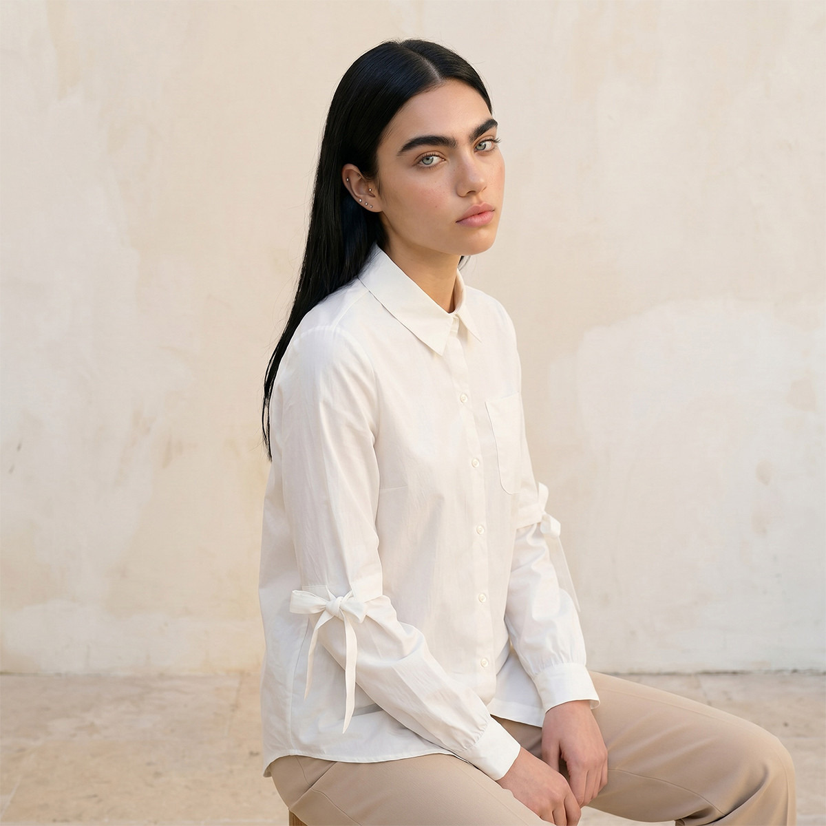 Splash Youth Poplin Shirt with Bow Detail-women-clothing-shirtsandblouses-shirts-image-5