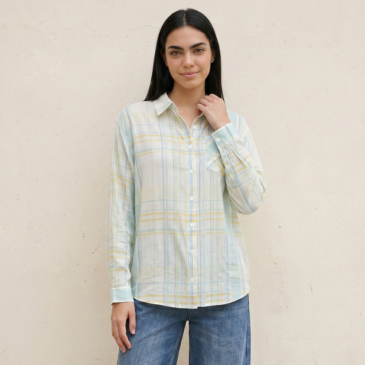 قميص كاروهات من سبلاش يوث-women-clothing-shirtsandblouses-blouses-image-1