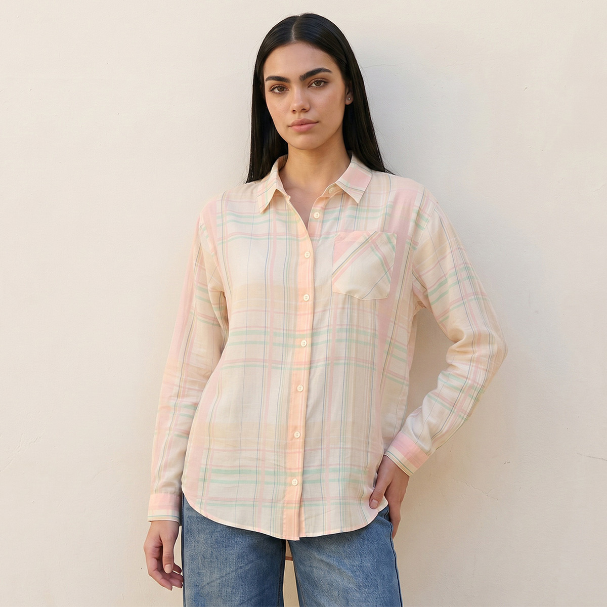 قميص كاروهات من سبلاش يوث-women-clothing-shirtsandblouses-blouses-image-1