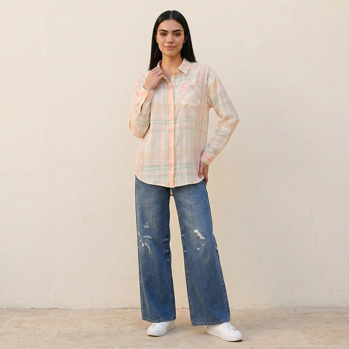 قميص كاروهات من سبلاش يوث-women-clothing-shirtsandblouses-blouses-image-3