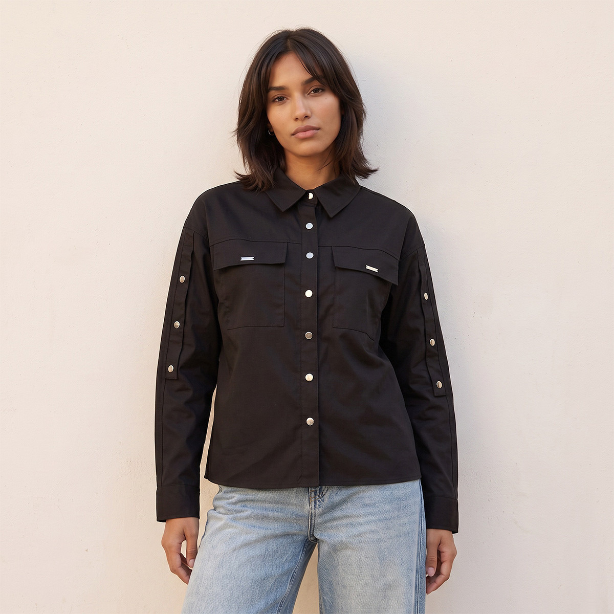 Splash Youth Shirt with Flap Pockets-women-clothing-shirtsandblouses-shirts-image-1