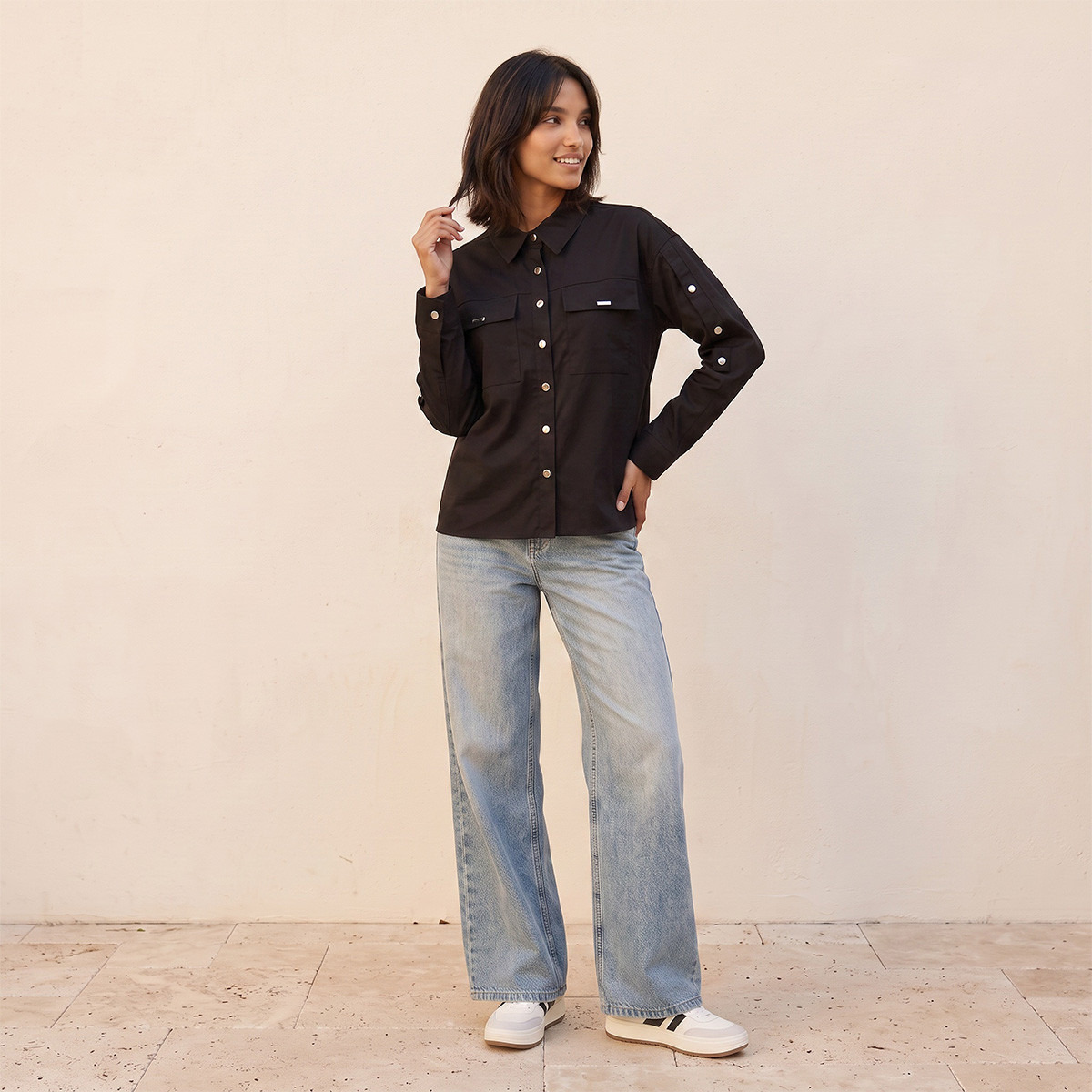 Splash Youth Shirt with Flap Pockets-women-clothing-shirtsandblouses-shirts-image-5